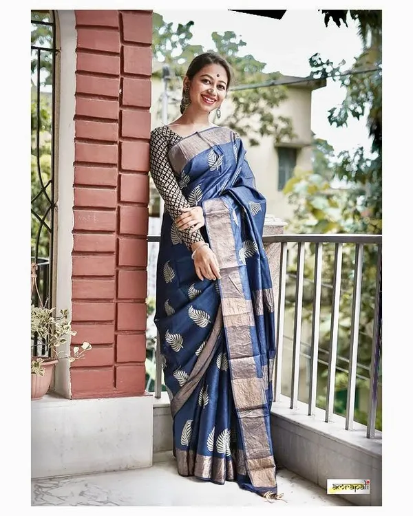 Pure_Soft_Cotton_BLUE_Premium-Fancy_Saree_With_Blouse_For_Women