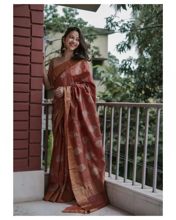 Pure_Soft_Cotton_COFFEE_Premium-Fancy_Saree_With_Blouse_For_Women