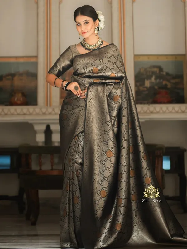 Banarasi_Soft_Silk_BLACK_Premium-Fancy_Saree_With_Blouse_For_Women