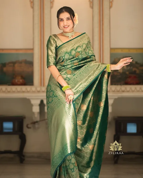 Banarasi_Soft_Silk_GREEN_Premium-Fancy_Saree_With_Blouse_For_Women
