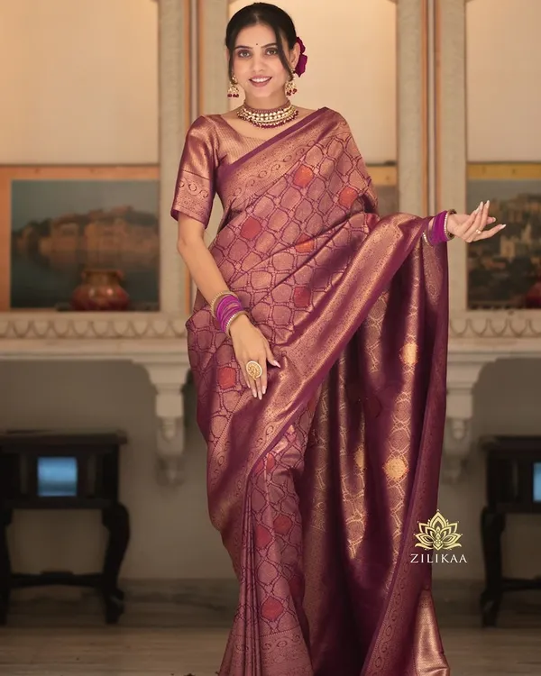 Banarasi_Soft_Silk_WINE_Premium-Fancy_Saree_With_Blouse_For_Women