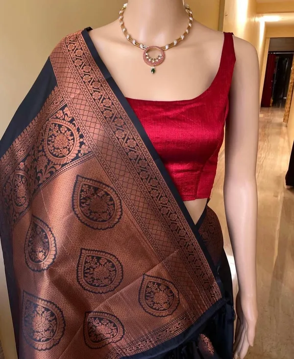 Banarasi_Soft_Silk_BLACK_Premium-Fancy_Saree_With_Blouse_For_Women