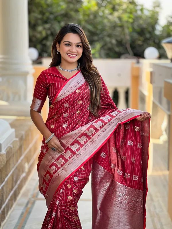 Banarasi_Soft_Silk_RED_Premium-Fancy_Saree_With_Blouse_For_Women