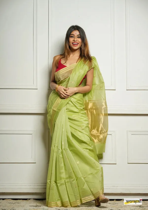 Pure_Soft_Cotton_PISTA_Premium-Fancy_Saree_With_Blouse_For_Women