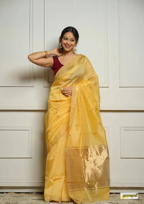 Pure_Soft_Cotton_YELLOW_Premium-Fancy_Saree_With_Blouse_For_Women