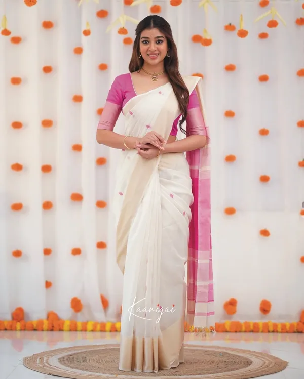 Pure_Soft_Cotton_PINK_Premium-Fancy_Saree_With_Blouse_For_Women