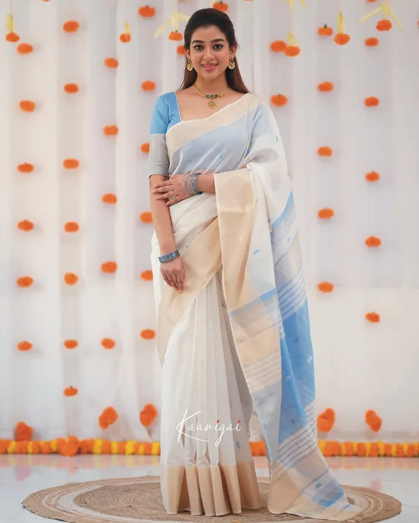 Pure_Soft_Cotton_SKY-BLUE_Premium-Fancy_Saree_With_Blouse_For_Women