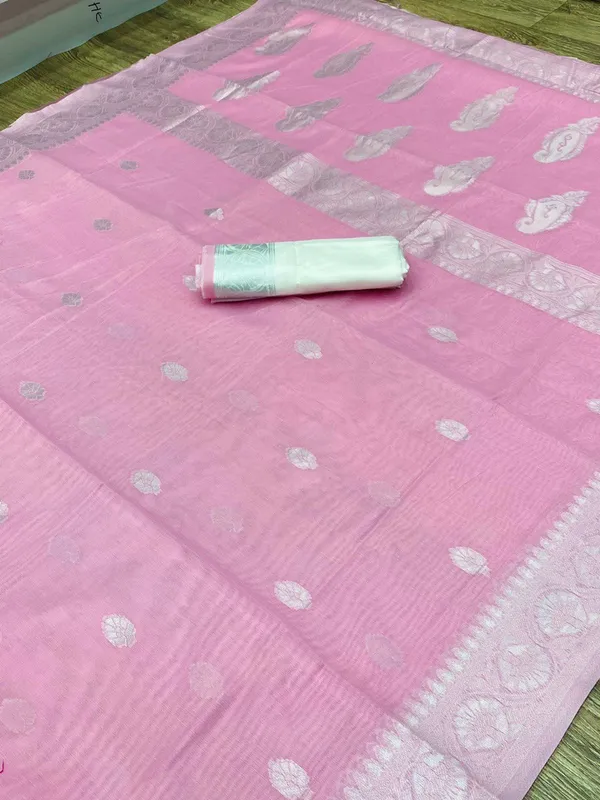 Pure_Soft_Cotton_PINK_Premium-Fancy_Saree_With_Blouse_For_Women