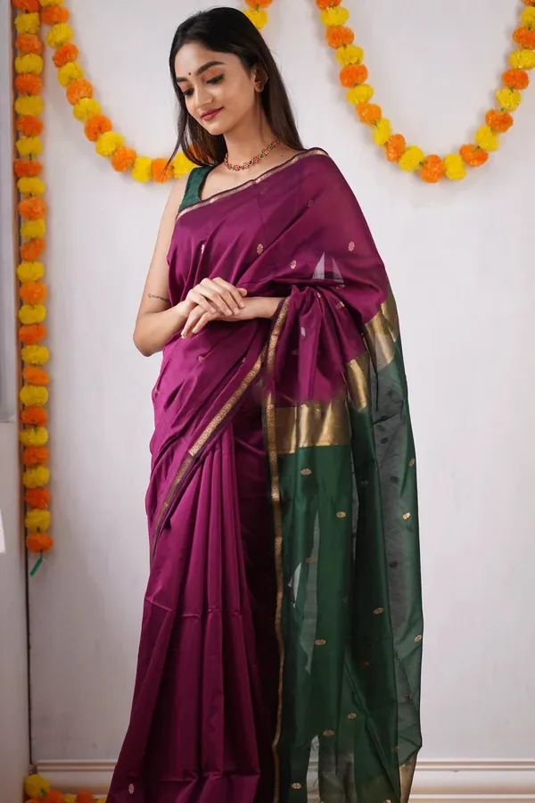 Banarasi_Soft_Silk_WINE-GREEN_Premium-Fancy_Saree_With_Blouse_For_Women