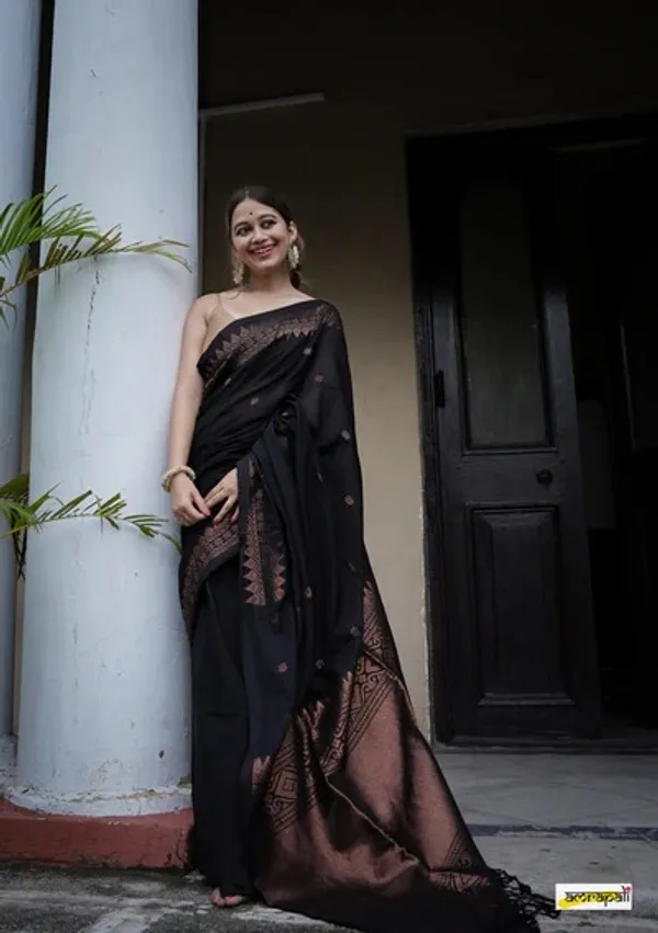 Banarasi_Soft_Silk_BLACK_Premium-Fancy_Saree_With_Blouse_For_Women