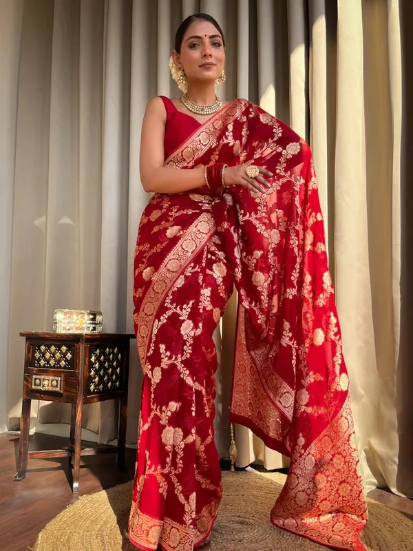 Banarasi_Soft_Silk_RED_Premium-Fancy_Saree_With_Blouse_For_Women