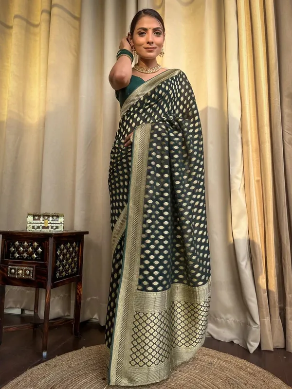 Banarasi_Soft_Silk_GREEN_Premium-Fancy_Saree_With_Blouse_For_Women