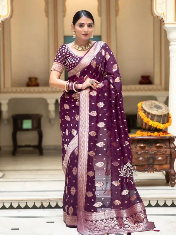 Banarasi_Soft_Silk_WINE_Premium-Fancy_Saree_With_Blouse_For_Women