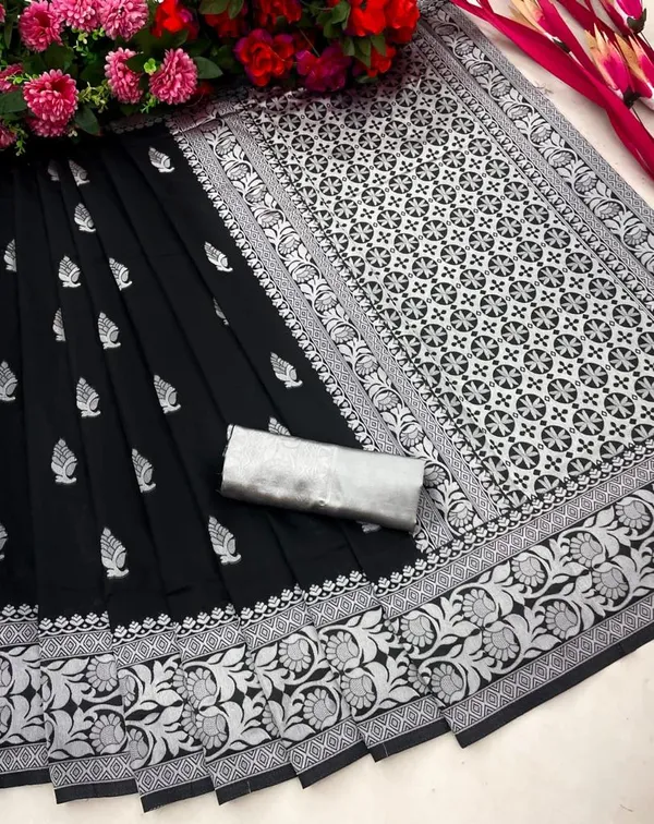 Banarasi_Soft_Silk_BLACK_Premium-Fancy_Saree_With_Blouse_For_Women