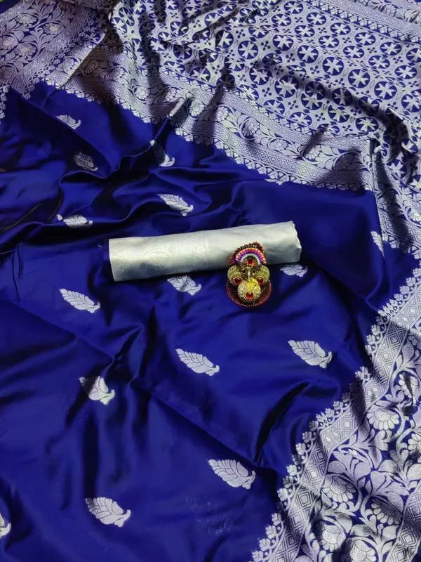 Banarasi_Soft_Silk_BLUE-SILVER_Premium-Fancy_Saree_With_Blouse_For_Women