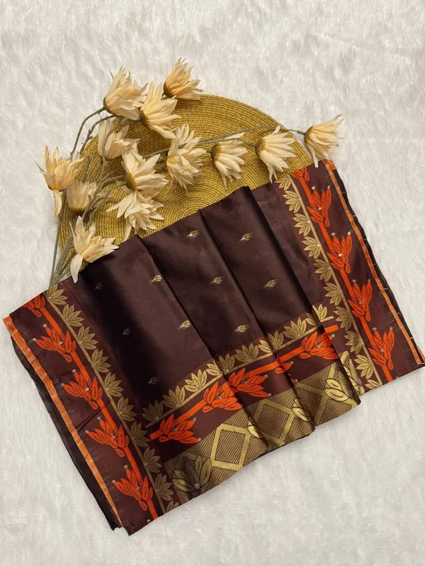 Banarasi_Soft_Silk_CHOCOLATE_Premium-Fancy_Saree_With_Blouse_For_Women