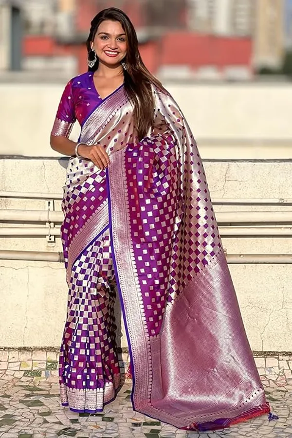 Banarasi_Soft_Silk_WINE_Premium-Fancy_Saree_With_Blouse_For_Women