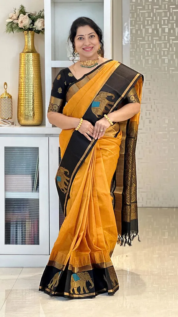 Banarasi_Soft_Silk_ORANGE-BLACK_Premium-Fancy_Saree_With_Blouse_For_Women