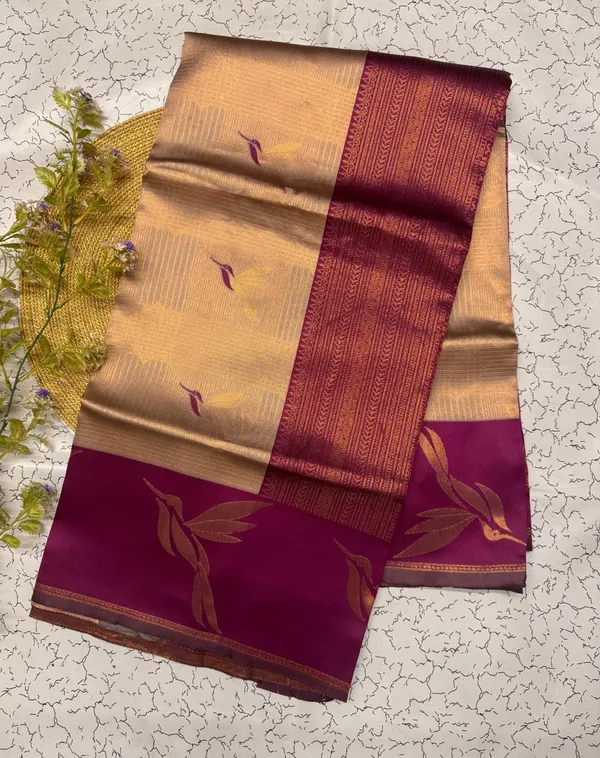 Banarasi_Soft_Silk_CHIKU-MAROON_Premium-Fancy_Saree_With_Blouse_For_Women