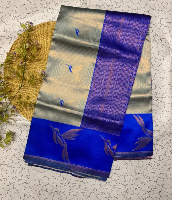 Banarasi_Soft_Silk_CHIKU-ROYAL-BLUE_Premium-Fancy_Saree_With_Blouse_For_Women