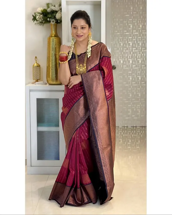 Banarasi_Soft_Silk_MAROON-BLACK_Premium-Fancy_Saree_With_Blouse_For_Women
