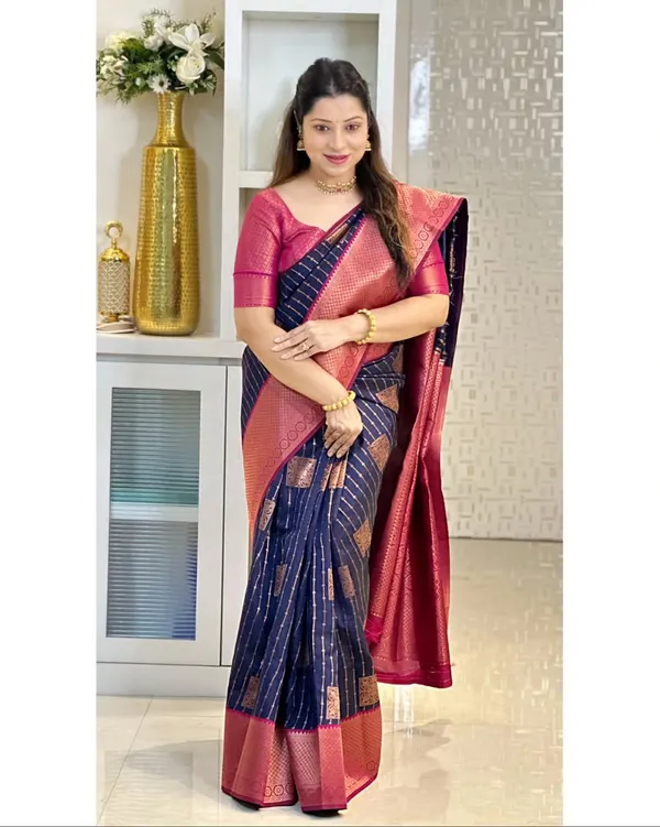 Banarasi_Soft_Silk_NAVY-BLUE-RANI_Premium-Fancy_Saree_With_Blouse_For_Women