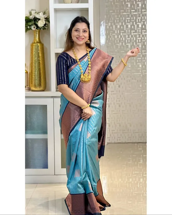 Banarasi_Soft_Silk_SKY-NAVY-BLUE_Premium-Fancy_Saree_With_Blouse_For_Women