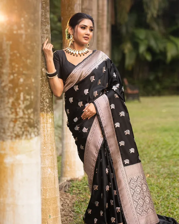 Banarasi_Soft_Silk_BLACK_Premium-Fancy_Saree_With_Blouse_For_Women