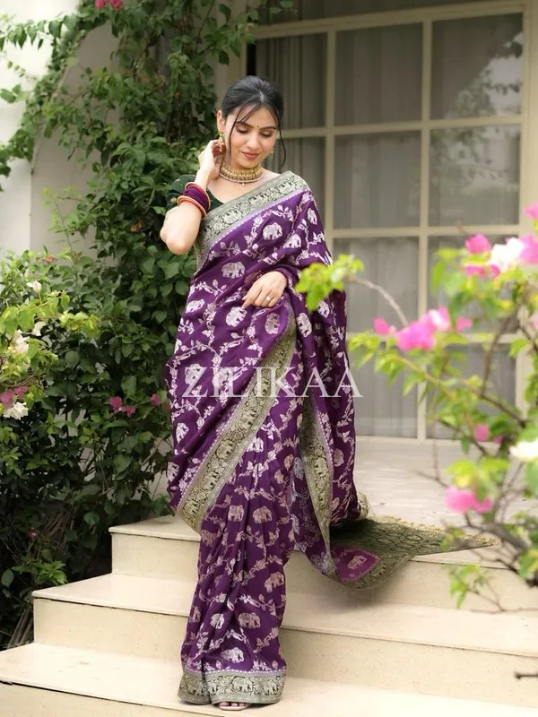 Banarasi_Soft_Silk_WINE-GREEN_Premium-Fancy_Saree_With_Blouse_For_Women