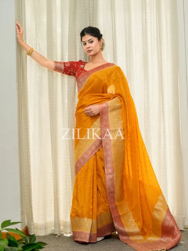 Banarasi_Soft_Silk_ORANGE-RED_Premium-Fancy_Saree_With_Blouse_For_Women
