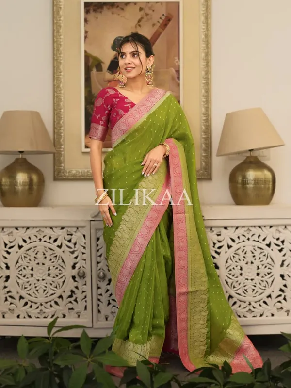 Banarasi_Soft_Silk_PARROT-MAROON_Premium-Fancy_Saree_With_Blouse_For_Women