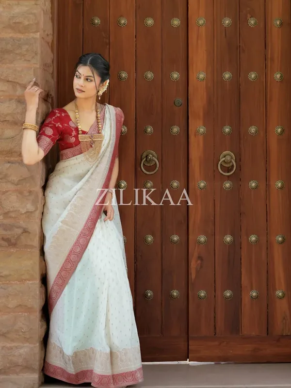 Banarasi_Soft_Silk_WHITE-RED_Premium-Fancy_Saree_With_Blouse_For_Women