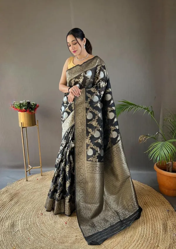 Banarasi_Soft_Silk_BLACK_Premium-Fancy_Saree_With_Blouse_For_Women