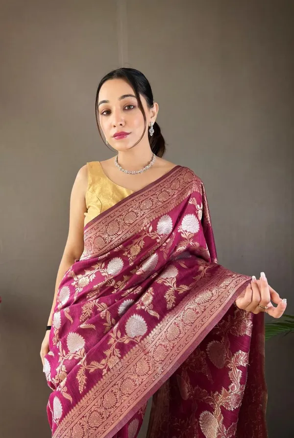 Banarasi_Soft_Silk_WINE_Premium-Fancy_Saree_With_Blouse_For_Women