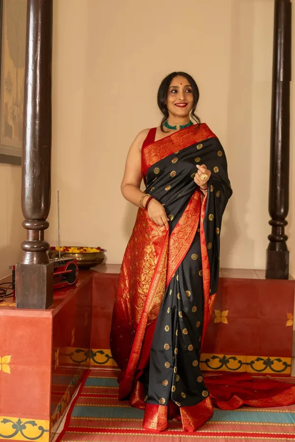 Banarasi_Soft_Silk_BLACK-RED_Premium-Fancy_Saree_With_Blouse_For_Women