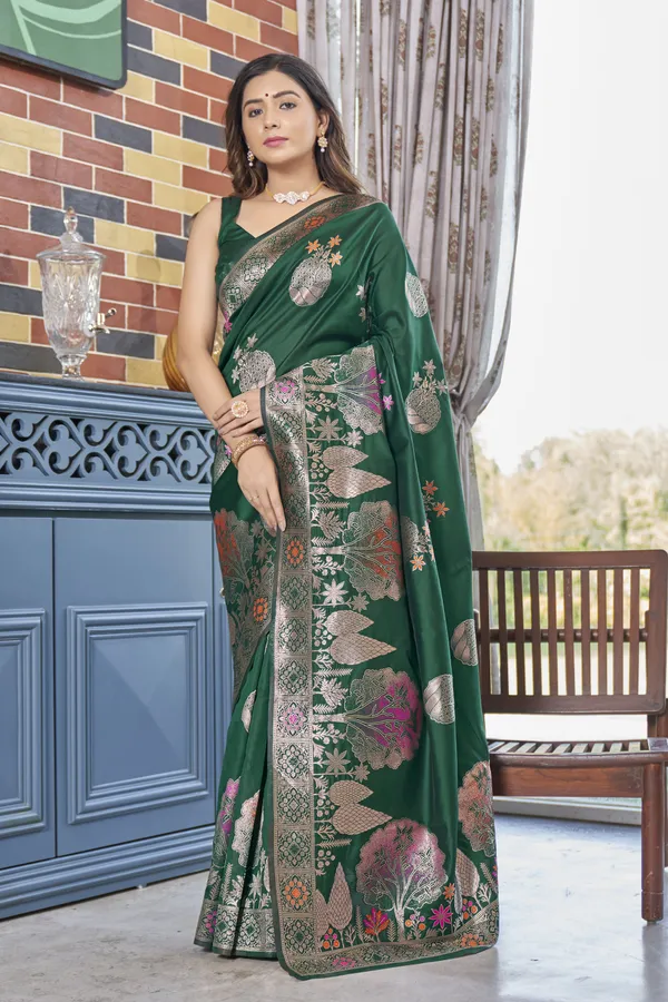 Banarasi_Soft_Silk_GREEN_Premium-Fancy_Saree_With_Blouse_For_Women