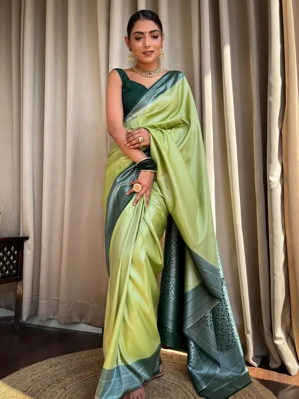 Banarasi_Soft_Silk_PISTA-BOTTLE-GREEN_Premium-Fancy_Saree_With_Blouse_For_Women