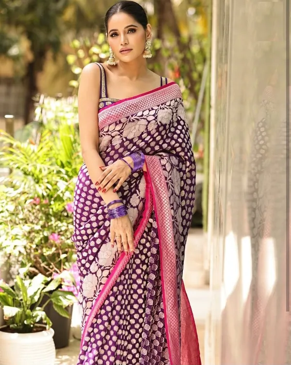 Banarasi_Soft_Silk_WINE-GAJARI_Premium-Fancy_Saree_With_Blouse_For_Women