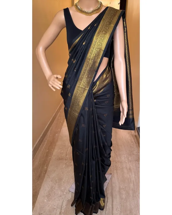 Banarasi_Soft_Silk_BLACK_Premium-Fancy_Saree_With_Blouse_For_Women
