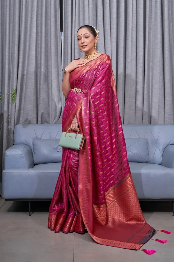 Banarasi_Soft_Silk_DARK-PINK_Premium-Fancy_Saree_With_Blouse_For_Women