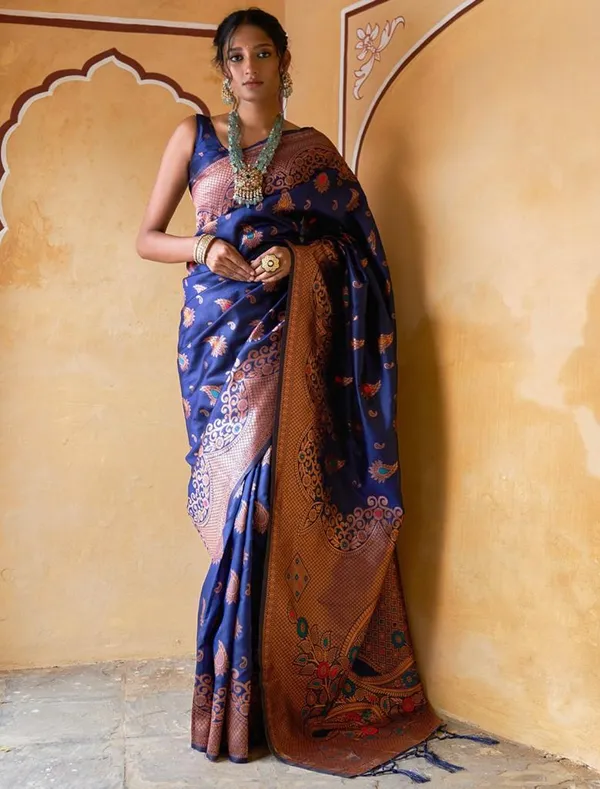 Banarasi_Soft_Silk_NAVY-BLUE_Premium-Fancy_Saree_With_Blouse_For_Women