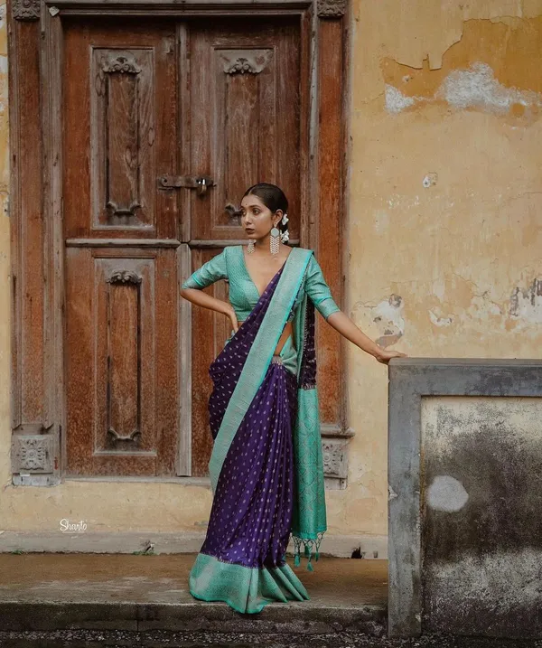 Banarasi_Soft_Silk_NAVY-BLUE-SKY_Premium-Fancy_Saree_With_Blouse_For_Women