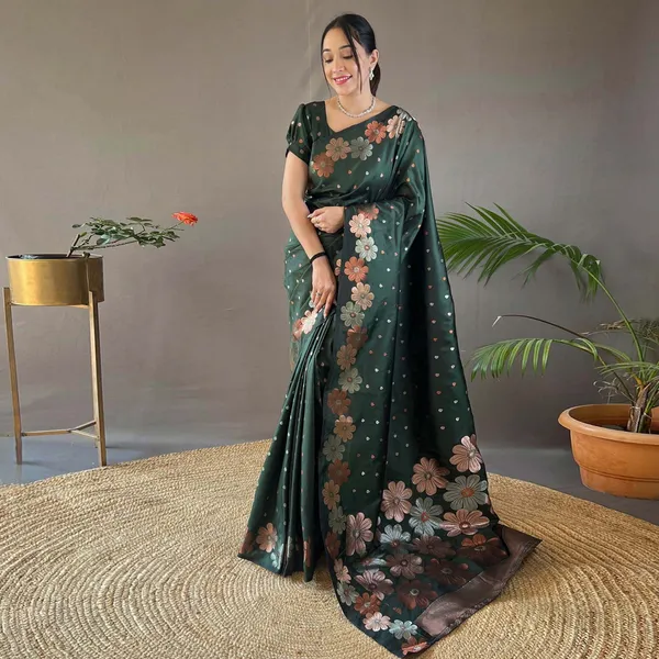 Banarasi_Soft_Silk_GREEN_Premium-Fancy_Saree_With_Blouse_For_Women