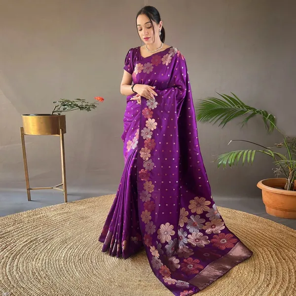 Banarasi_Soft_Silk_WINE_Premium-Fancy_Saree_With_Blouse_For_Women