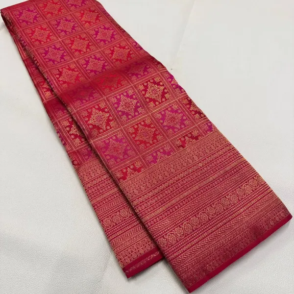 Banarasi_Soft_Silk_GAJARI-RED_Premium-Fancy_Saree_With_Blouse_For_Women