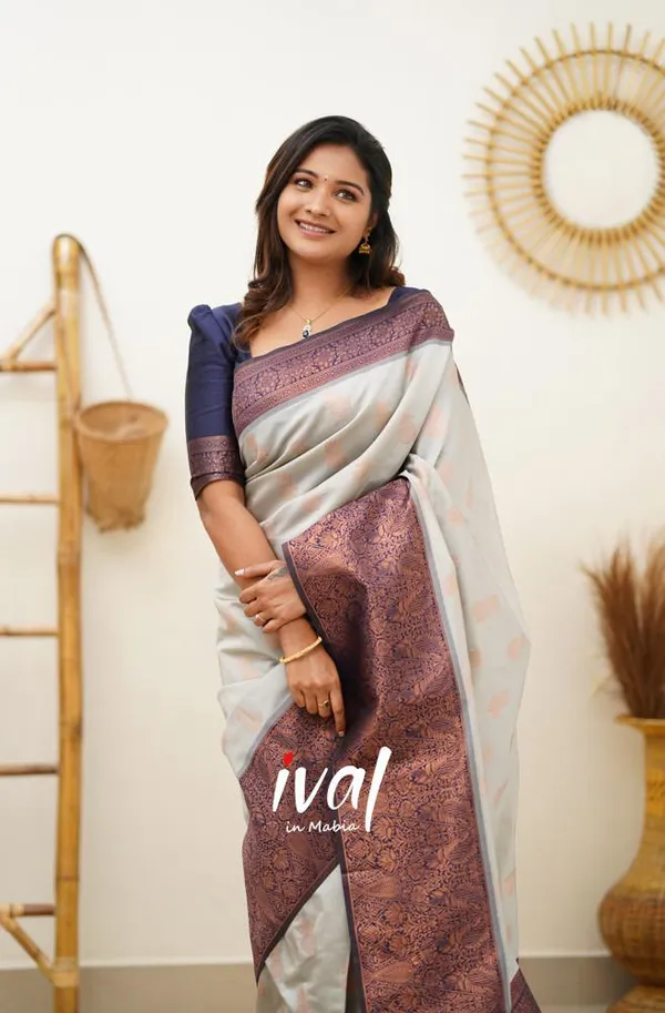 Banarasi_Soft_Silk_CREAM-NAVY-BLUE_Premium-Fancy_Saree_With_Blouse_For_Women