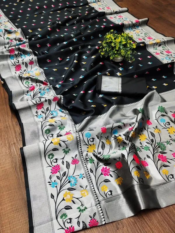 Banarasi_Soft_Silk_BLACK_Premium-Fancy_Saree_With_Blouse_For_Women