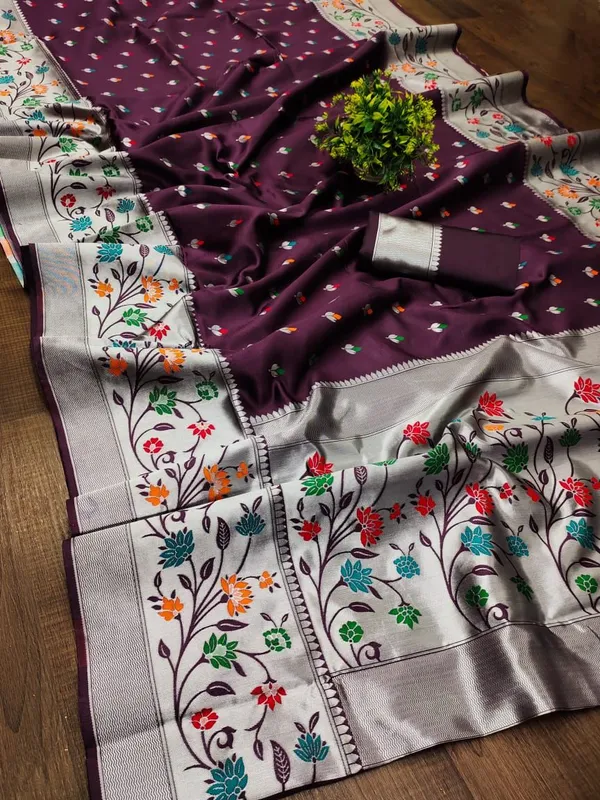 Banarasi_Soft_Silk_WINE_Premium-Fancy_Saree_With_Blouse_For_Women