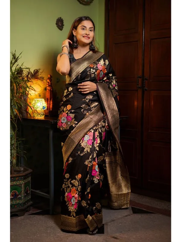 Banarasi_Soft_Silk_BLACK_Premium-Fancy_Saree_With_Blouse_For_Women