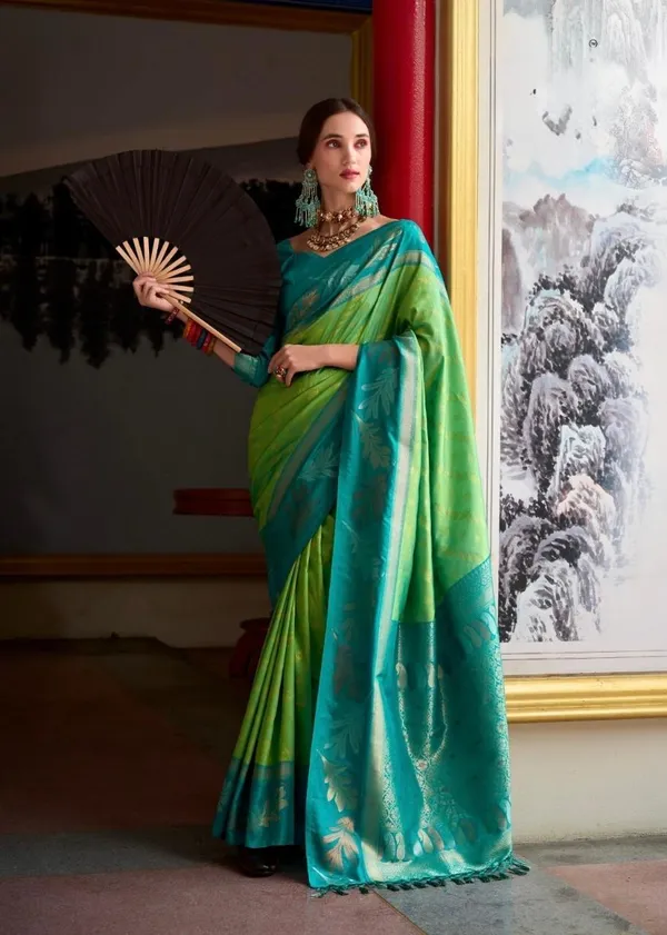 Banarasi_Soft_Silk_PARROT-RANI_Premium-Fancy_Saree_With_Blouse_For_Women